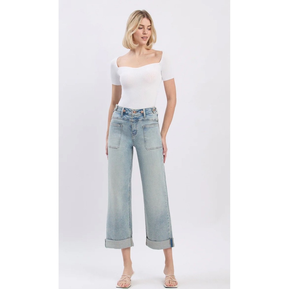 Flying Monkey Commissioner Super High Rise Slim Wide Leg Jeans Size 26 Denim